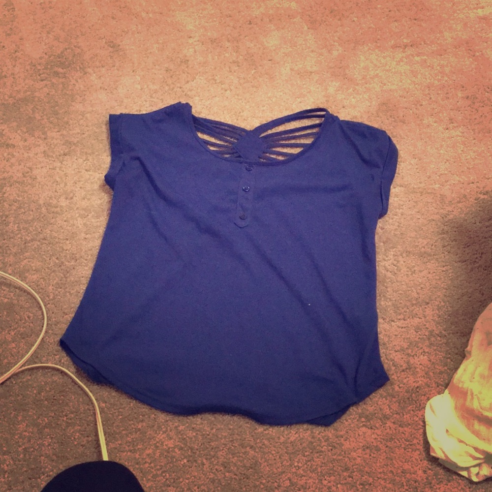Blue blouse with detailing in back